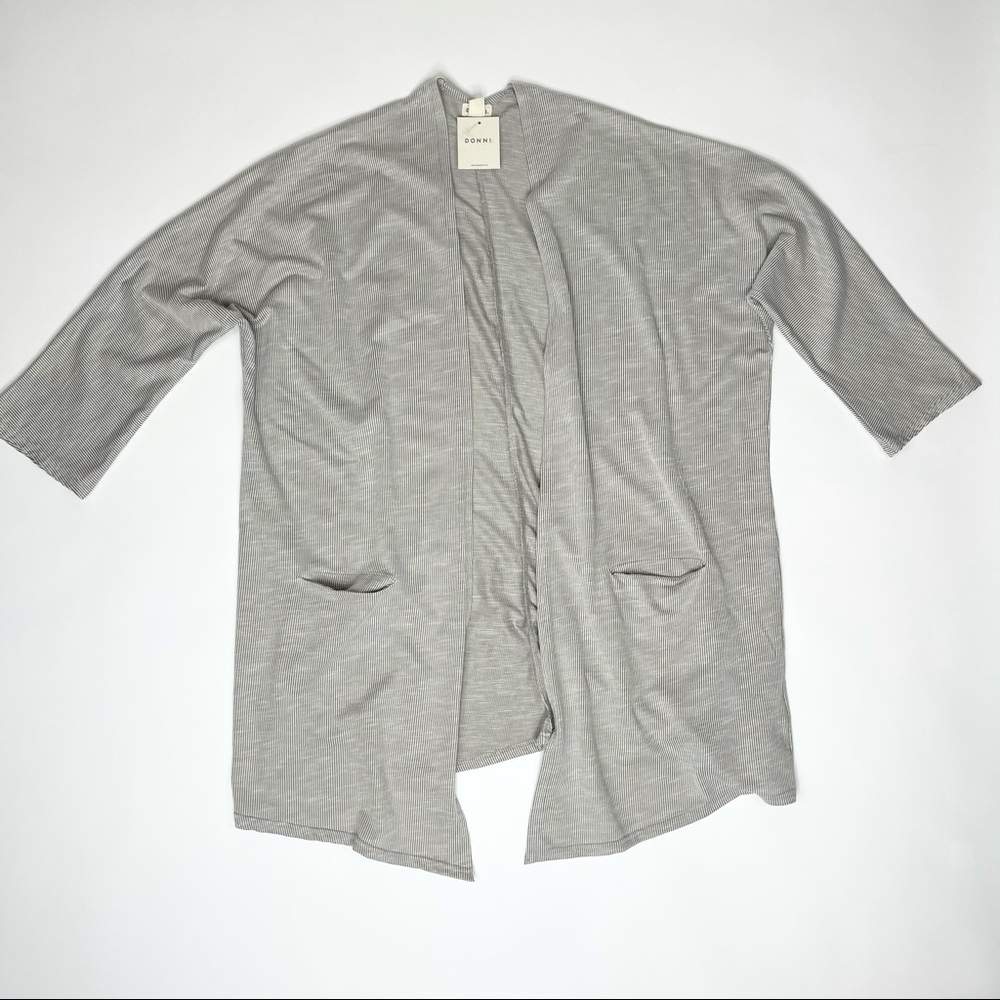 Donni Gray White Stripped Cardigan OS. S